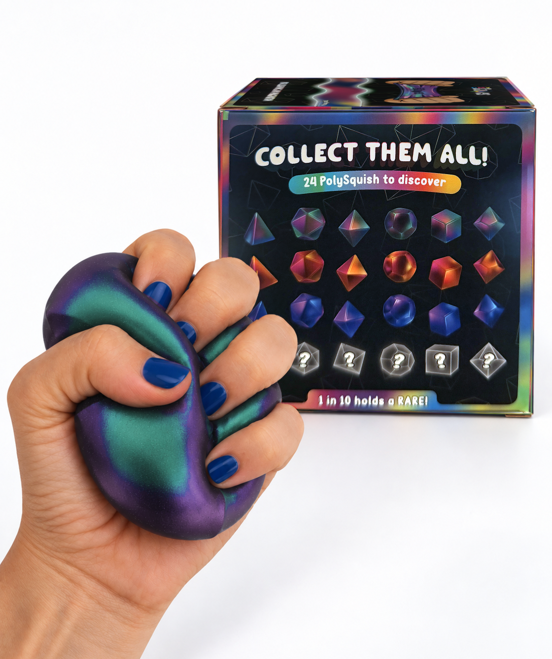 PolySquish Discovery Series #2 box showing all 24 collectible shapes